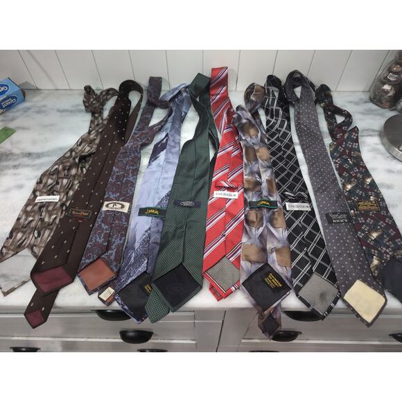 Bulk Neck Tie Lot 4, 10 Men's Ties Bundle, Assorted Patterns, Wholesale Tie Pack - Picture 5 of 8